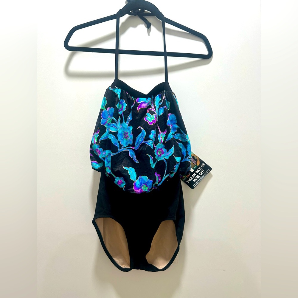 CAROL WIOR One Piece Swimsuit Floral Underwire Bra Loose fit top Spaghetti strap